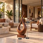 Handcrafted Wood Sculpture With Twisting Teardrop Loop Form