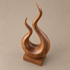 Handcrafted Wood Sculpture With Twisting Teardrop Loop Form