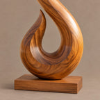 Coastal Wood Sculpture With Curling Flame Hook Form