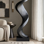 Scandinavian Wood Sculpture With Serpentine Ribbon Form