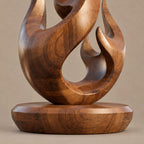 Rustic Wood Sculpture With Compact Flame Cluster Form