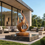 Rustic Wood Sculpture With Compact Flame Cluster Form