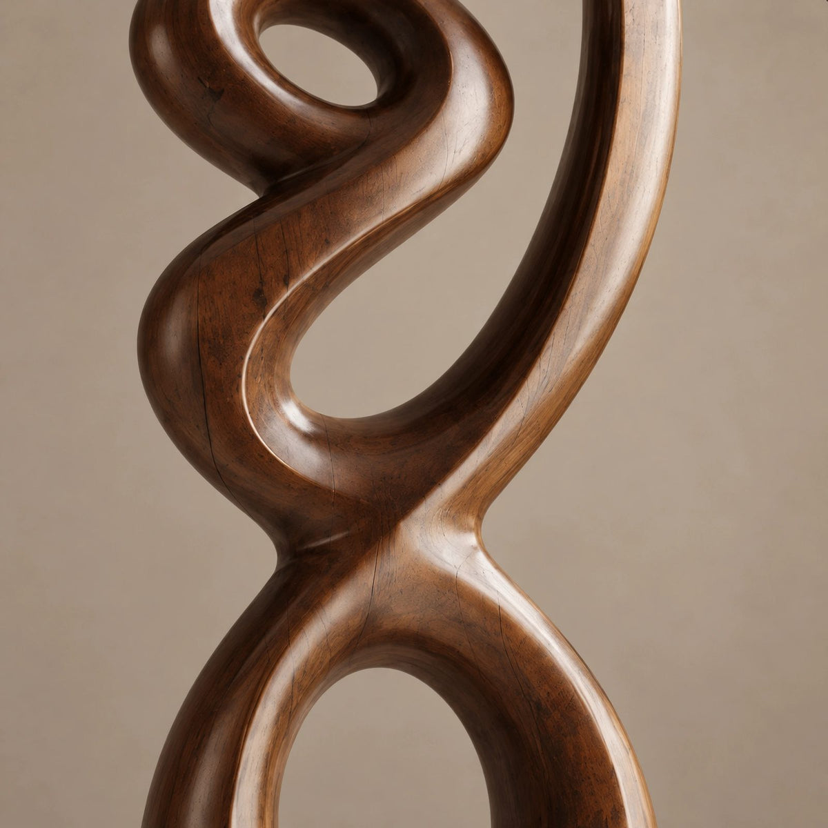 Sculptural Wood Piece With Stacked Figure Eight Loops