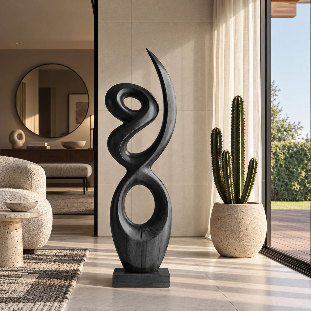 Sculptural Wood Piece With Stacked Figure Eight Loops