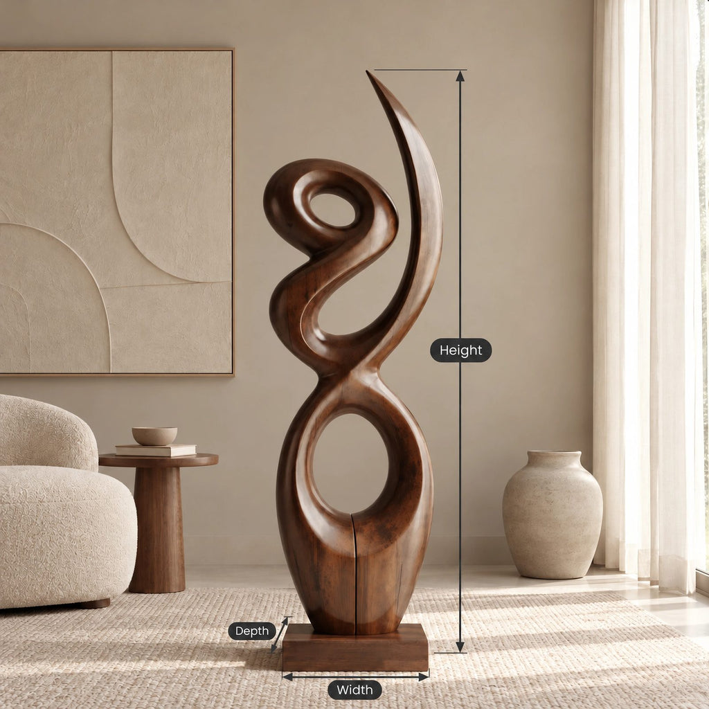 Sculptural Wood Piece With Stacked Figure Eight Loops