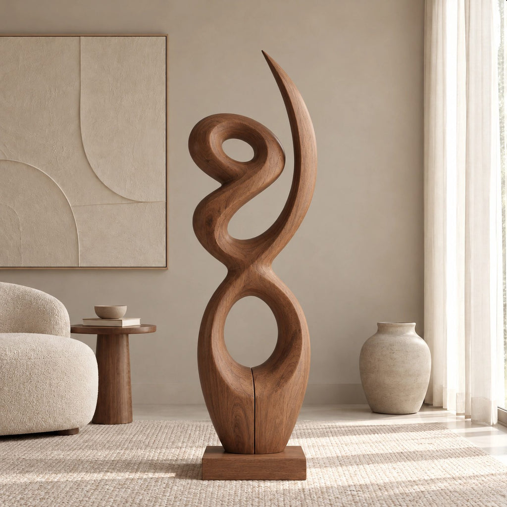 Sculptural Wood Piece With Stacked Figure Eight Loops
