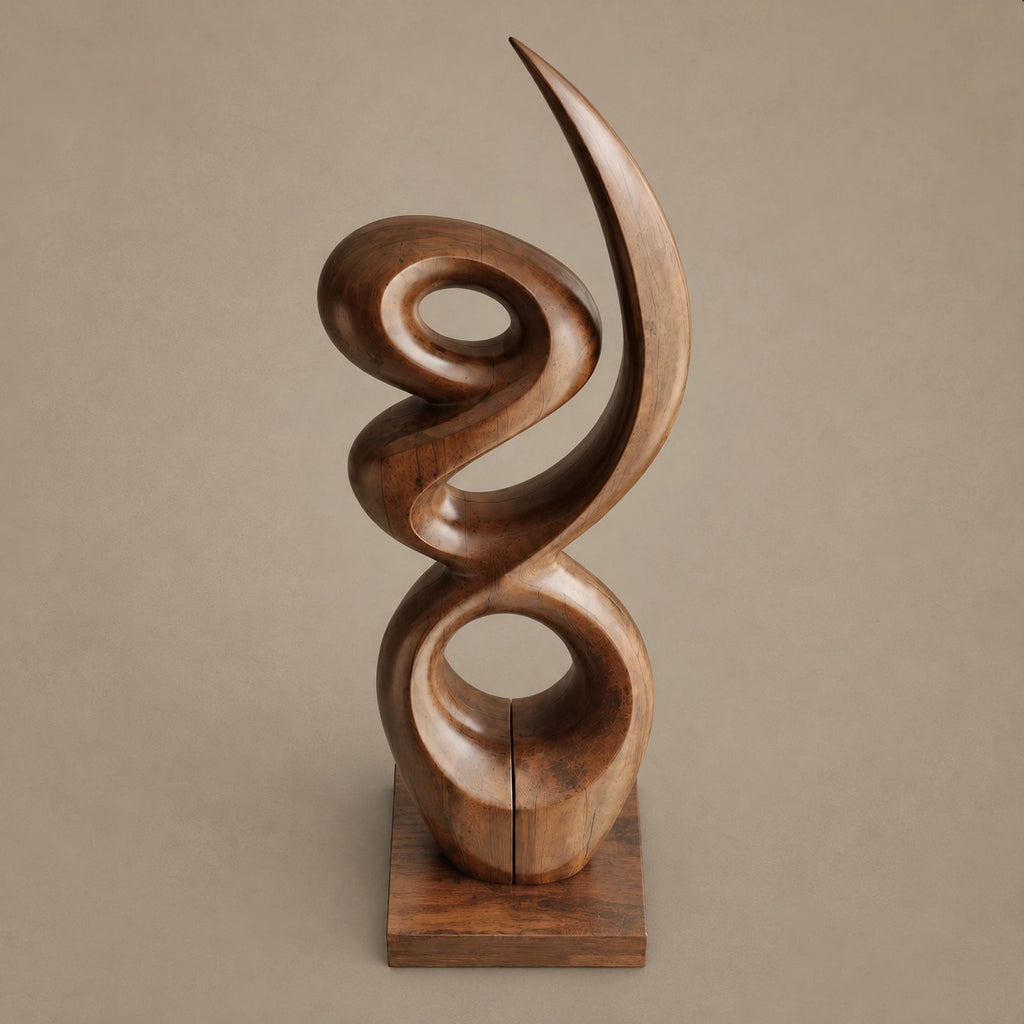 Sculptural Wood Piece With Stacked Figure Eight Loops