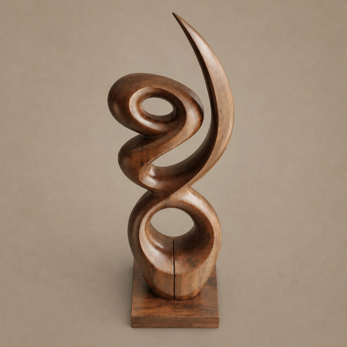Sculptural Wood Piece With Stacked Figure Eight Loops