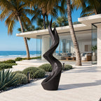 Organic Wood Sculpture With Twisting Zigzag Flame Form