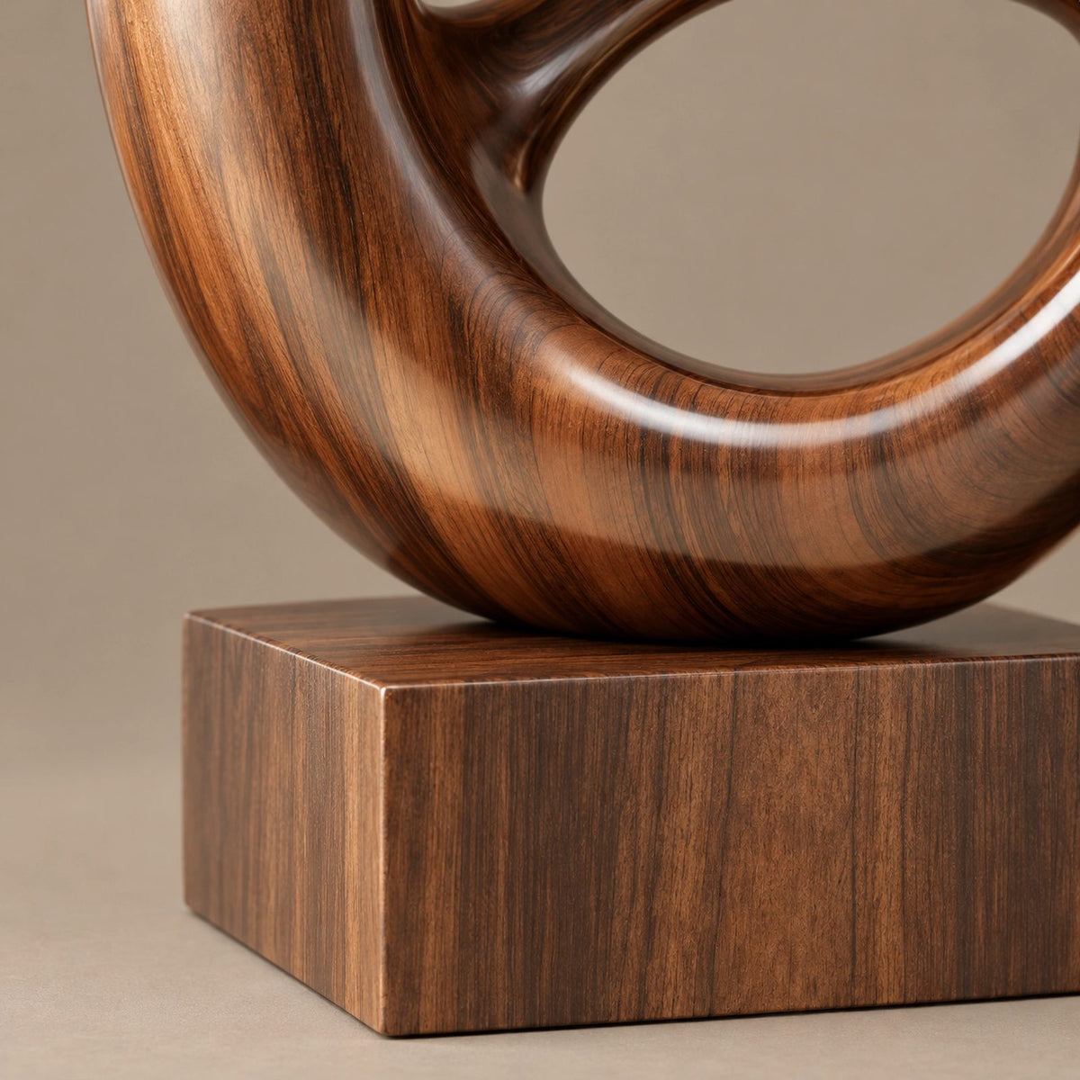 Minimalist Wood Sculpture With Stacked Double Ring Form