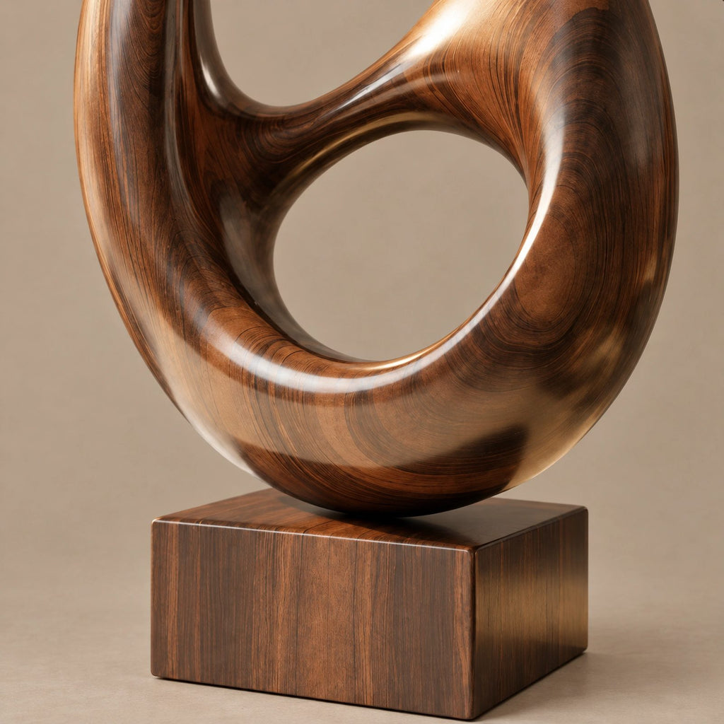Minimalist Wood Sculpture With Stacked Double Ring Form