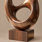 Minimalist Wood Sculpture With Stacked Double Ring Form