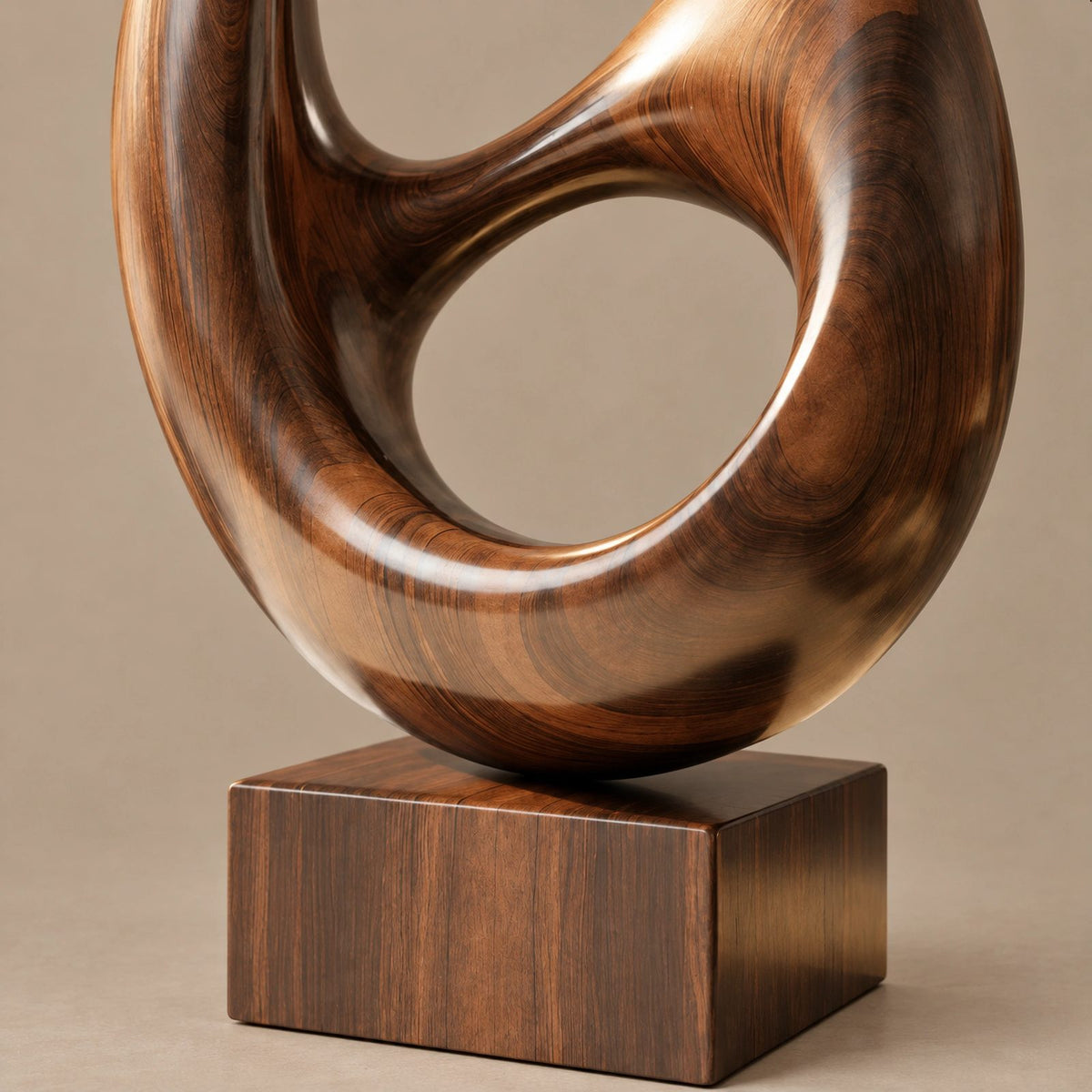 Minimalist Wood Sculpture With Stacked Double Ring Form