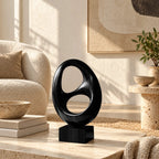 Minimalist Wood Sculpture With Stacked Double Ring Form