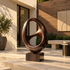 Minimalist Wood Sculpture With Stacked Double Ring Form