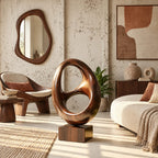 Minimalist Wood Sculpture With Stacked Double Ring Form