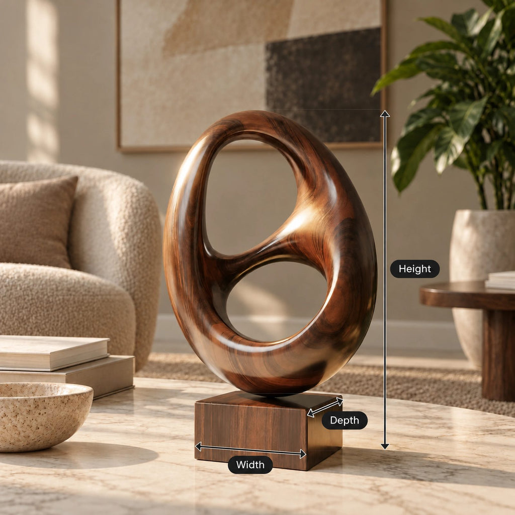 Minimalist Wood Sculpture With Stacked Double Ring Form