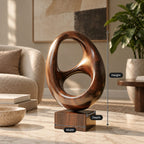 Minimalist Wood Sculpture With Stacked Double Ring Form