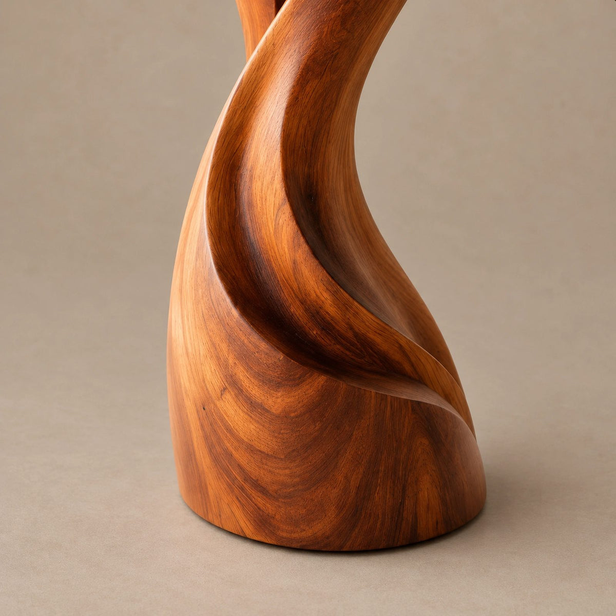 Farmhouse Wood Sculpture With Twin Flame Tongues Form