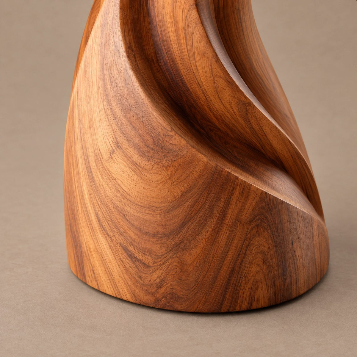 Farmhouse Wood Sculpture With Twin Flame Tongues Form