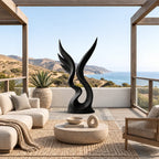 Contemporary Wood Sculpture With Twin Flame Twist For Living Room