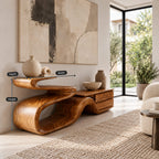 Sculptural Ribbon TV Stand With Flowing Wavy Base For Living Room