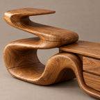 Sculptural Ribbon TV Stand With Flowing Wavy Base For Living Room