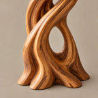Organic Wood Sculpture With Branching Flame Trio For Entryway