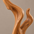Mid Century Wood Sculpture With Twisting Flame Spiral For Living Room