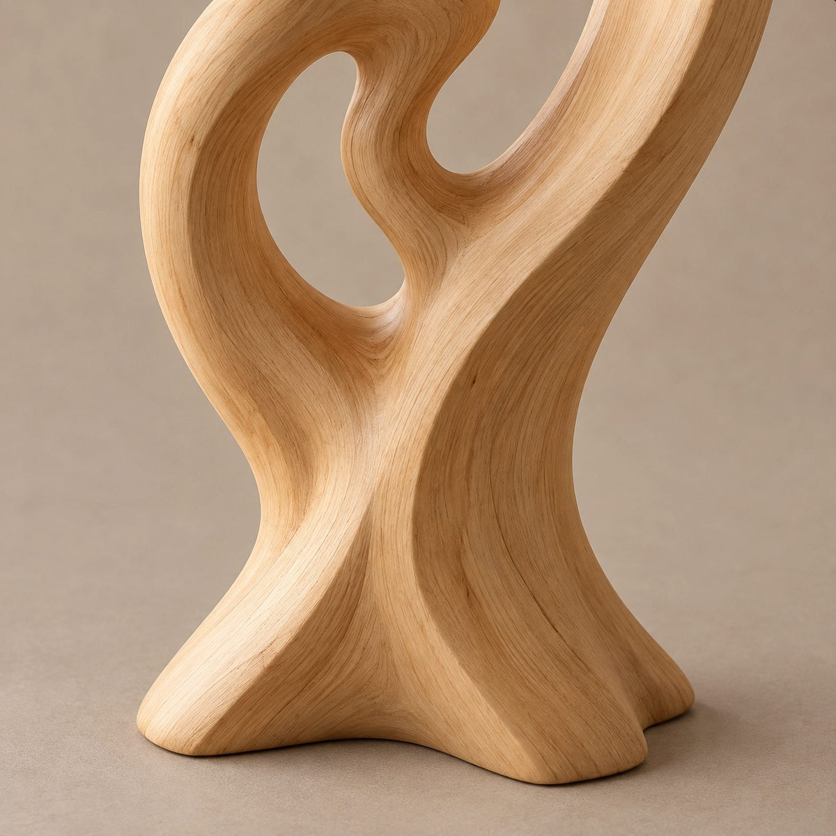Modern Wood Sculpture With Flame Cluster Form For Living Room