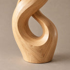 Rustic Wood Sculpture With Double Flame Spiral For Living Room