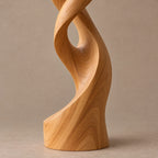 Minimalist Wood Sculpture With Open Swirl Loop For Living Room