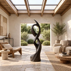 Minimalist Wood Sculpture With Open Swirl Loop For Living Room