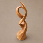 Minimalist Wood Sculpture With Open Swirl Loop For Living Room