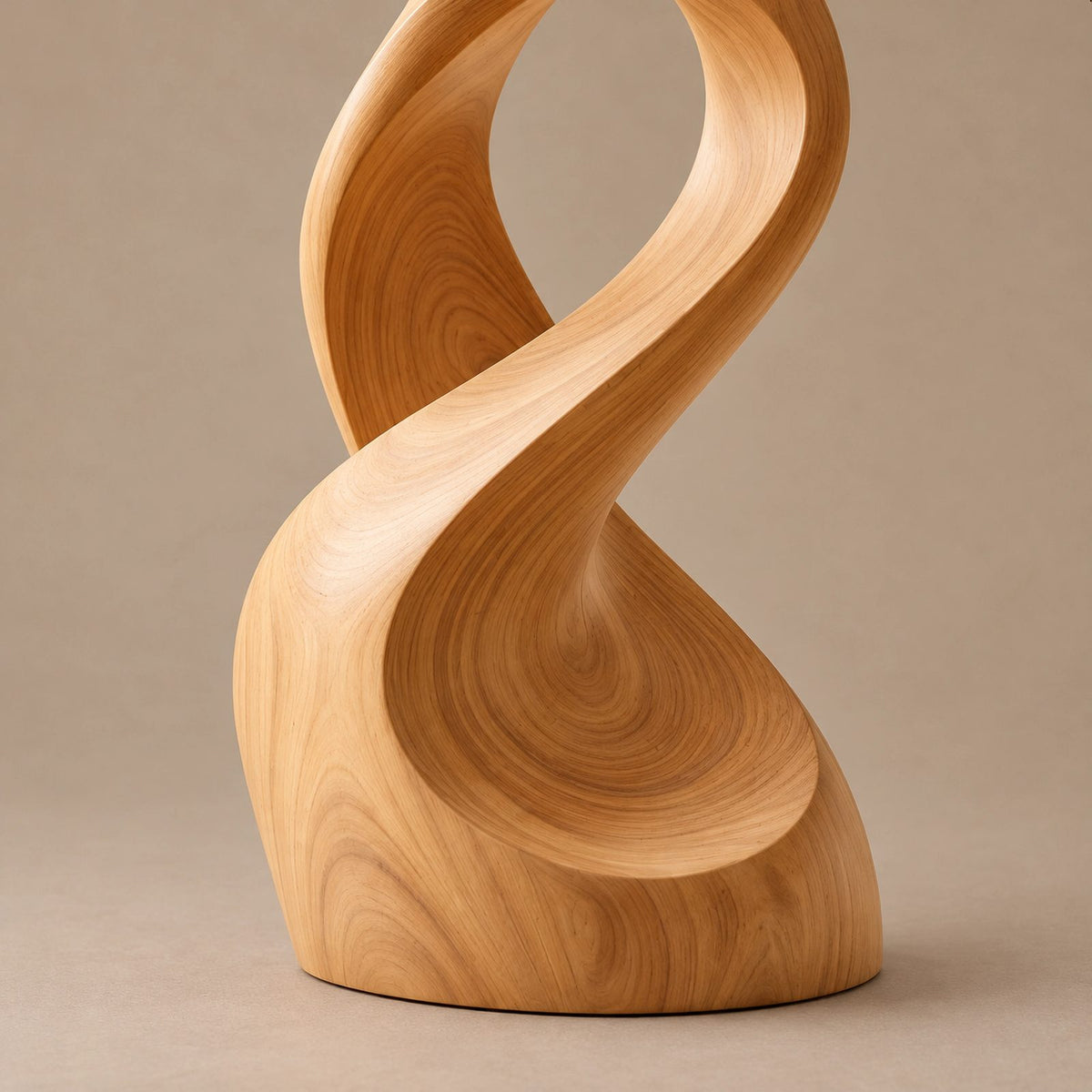 Scandinavian Wood Sculpture With Tall Flame Twist For Bedroom