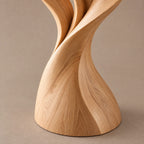 Contemporary Tall Wood Sculpture With Fanned Flame Blades For Entryway
