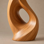 Modern Wood Sculpture With Flowing Flame Spiral For Living Room