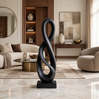Modern Hand Carved Infinity Loop Wood Sculpture For Living Room