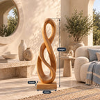 Modern Hand Carved Infinity Loop Wood Sculpture For Living Room