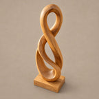 Modern Hand Carved Infinity Loop Wood Sculpture For Living Room