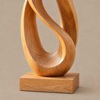 Modern Hand Carved Infinity Loop Wood Sculpture For Living Room