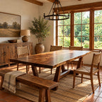 Rustic Live Edge Dining Table With V Shaped Trestle Base For Dining Room
