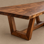 Rustic Live Edge Dining Table With V Shaped Trestle Base For Dining Room