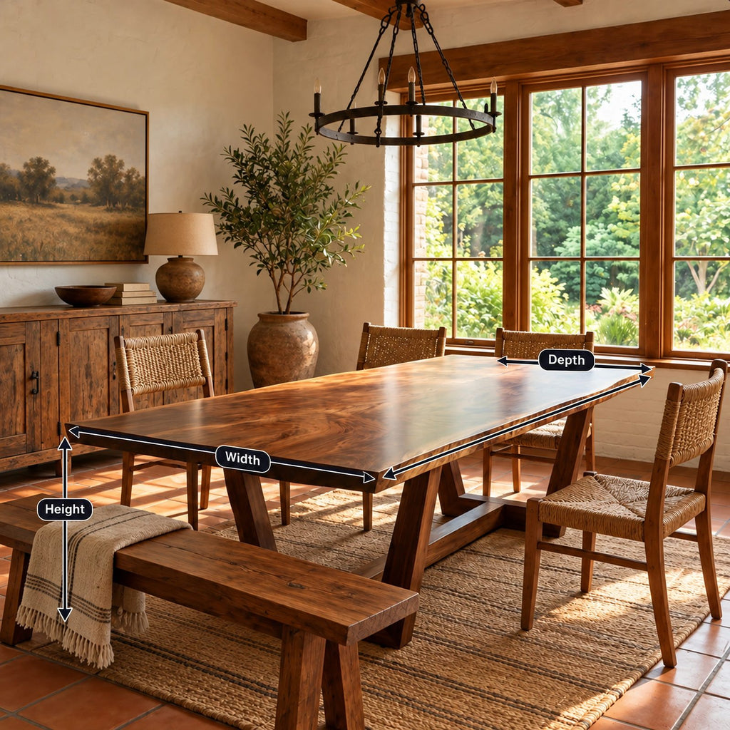 Rustic Live Edge Dining Table With V Shaped Trestle Base For Dining Room
