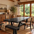 Rustic Live Edge Dining Table With V Shaped Trestle Base For Dining Room