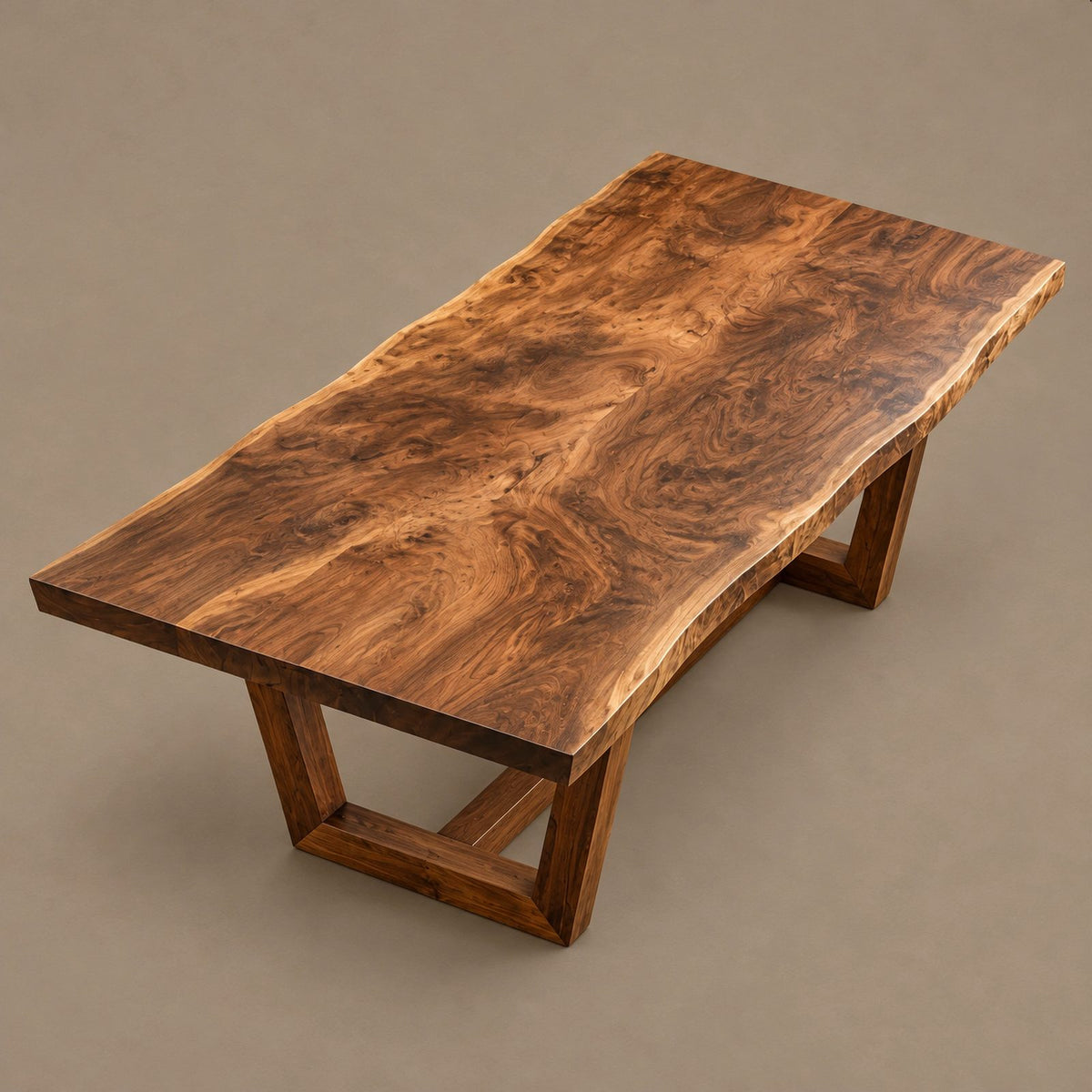 Rustic Live Edge Dining Table With V Shaped Trestle Base For Dining Room