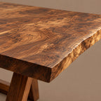 Rustic Live Edge Dining Table With V Shaped Trestle Base For Dining Room