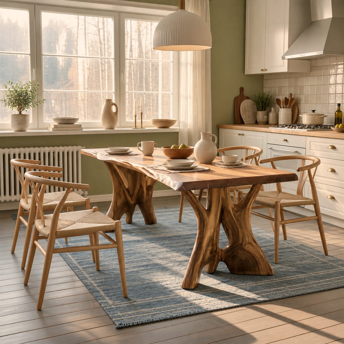 Organic Live Edge Dining Table With Branching Root Legs For Dining Room