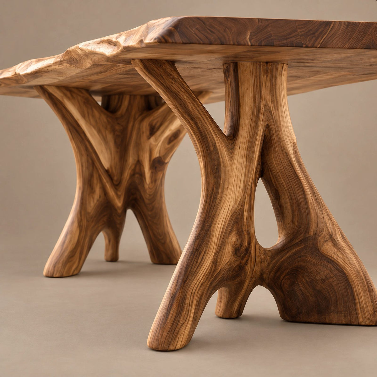 Organic Live Edge Dining Table With Branching Root Legs For Dining Room