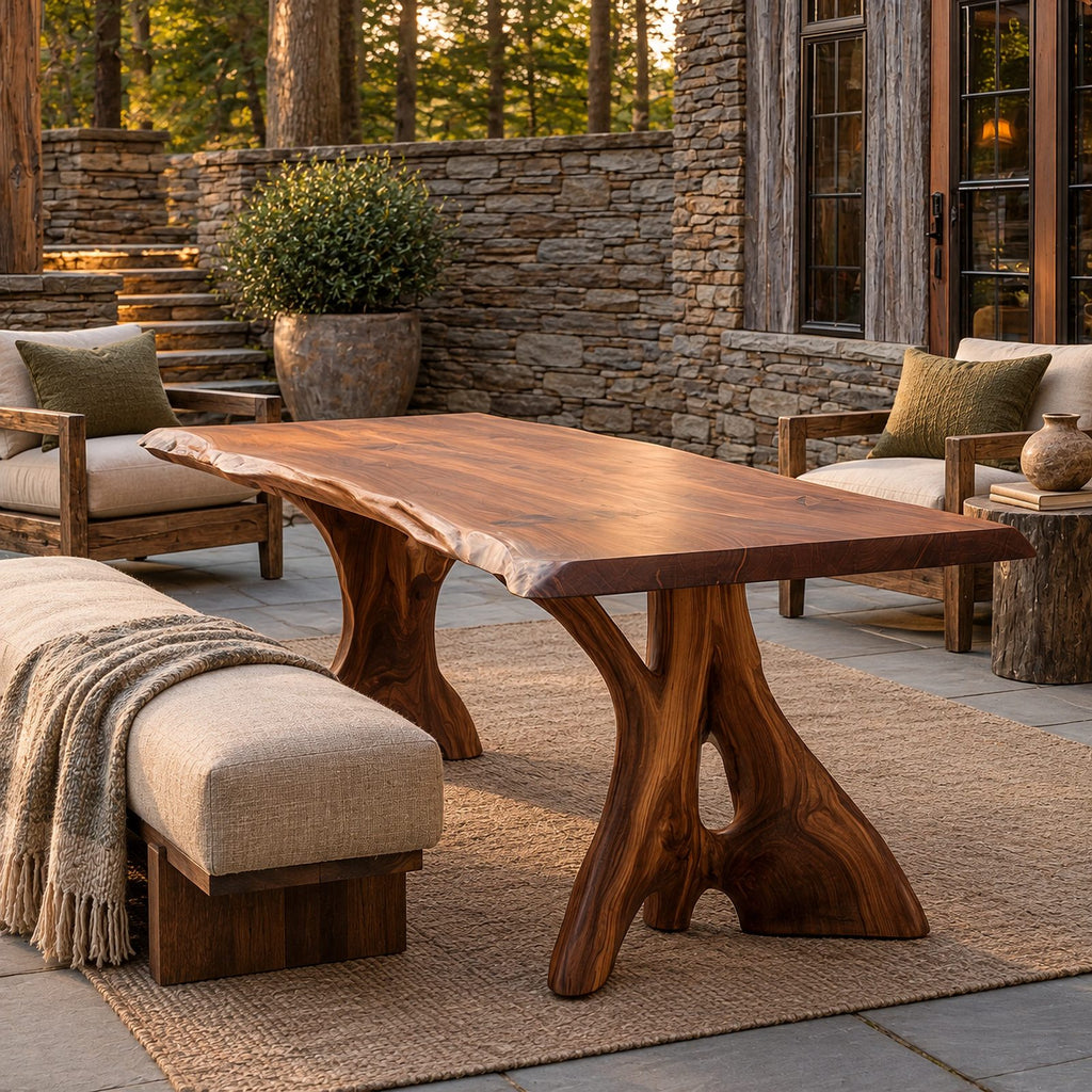 Organic Live Edge Dining Table With Branching Root Legs For Dining Room